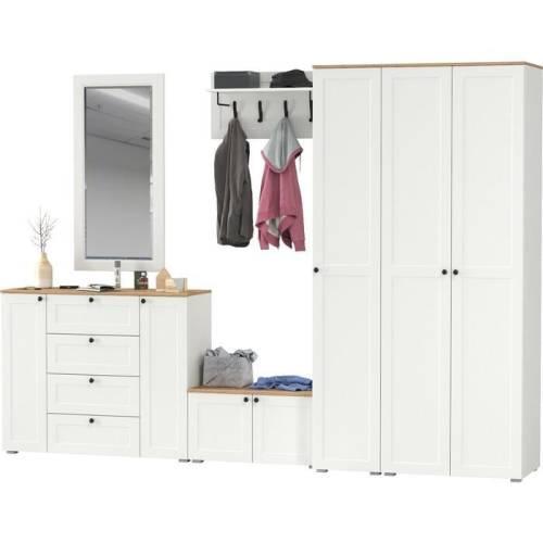 Прихожая Остин №68 Белый шагрень/дуб золотой