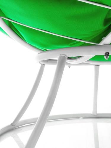 Кресло ПАПАСАН без ротанга белое, зелёная подушка