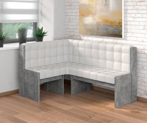 Угловая скамья Квадро бетон ателье/милк