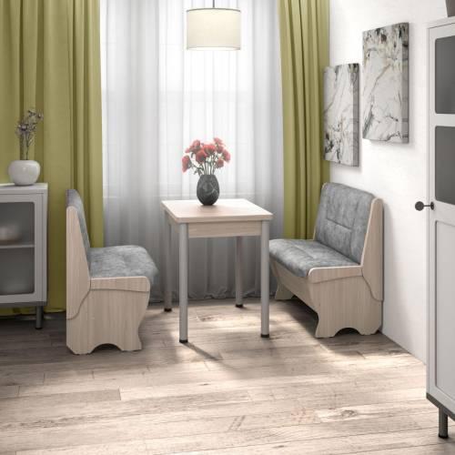 Кухонный набор Лотос ( Лотос 950 2 шт. + стол Ирис / черные опоры)  Ясень / Велюр Графит