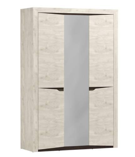 33.02 Лючия 3-х дв. шкаф для одежды + узкие полки 33.02  бетон пайн белый/венге
