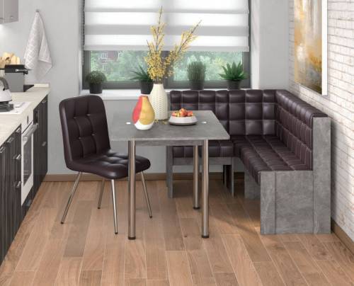 Угловая скамья Квадро бетон ателье/ Умбер