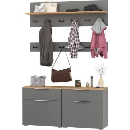 Прихожая Октава 25 Графит серый/Дуб золотой