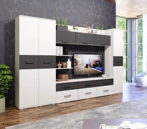 Шкаф  Сити 31 / ЛДСП Белая Аляска / МДФ Черный