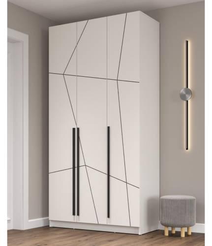 Шкаф для одежды 67.12 "Брандо" (3-х дв.) МДФ ГЕОМЕТРИЯ Белый