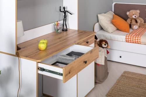 Вуди Стол письменный 12.42 белый/дуб золотой