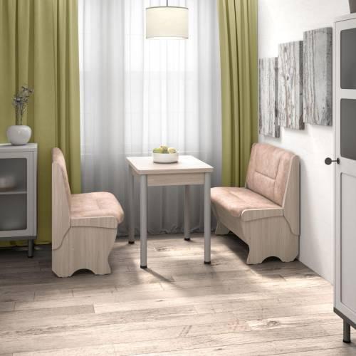 Кухонный набор Лотос ( Лотос 950 2 шт. + стол Ирис / черные опоры)  Ясень / Велюр Латте