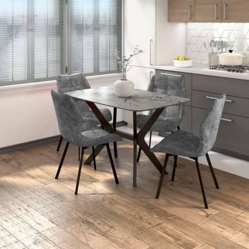 Столовая группа Неаполь-Рим / СМ-1 / Велюр Графит