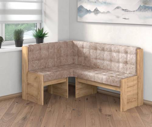 Угловая скамья Квадро дуб крафт золотой/ Латте