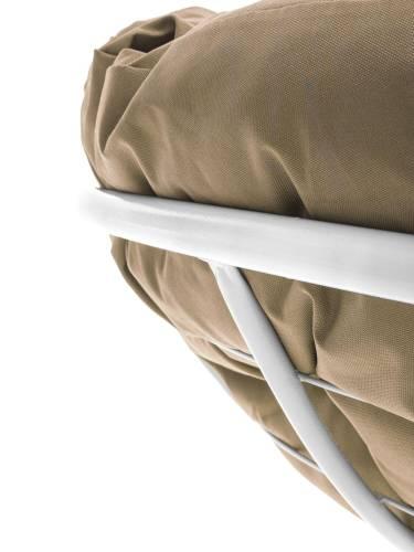 Кресло ПАПАСАН без ротанга белое, бежевая подушка