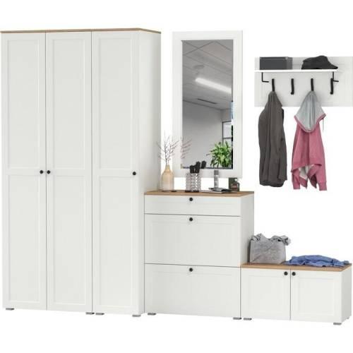 Прихожая Остин №62 Белый шагрень/дуб золотой