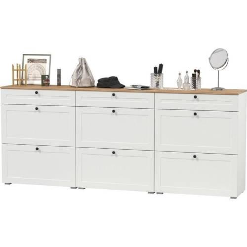 Прихожая Остин №10 Белый шагрень/дуб золотой