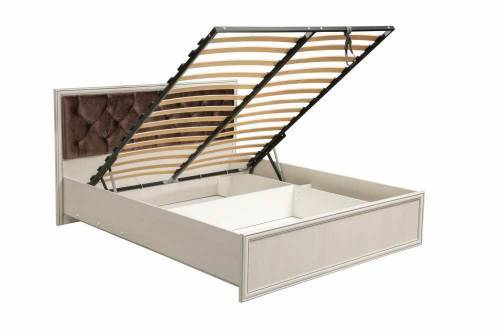 Кровать двуспальная 06.121-01 Габриэлла (1400) с подъемным механизмом вудлайн кремовый/сандал белый