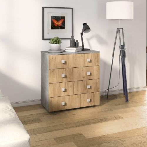 Комод Лофт-4 / Ателье светлое / дуб Крафт Золотой