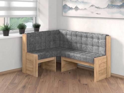 Угловая скамья Квадро Дуб крафт золотой/ Велюр Графит