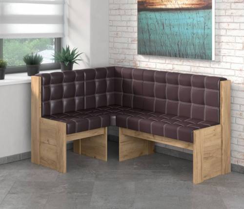 Угловая скамья Квадро дуб крафт золотой/ Умбер