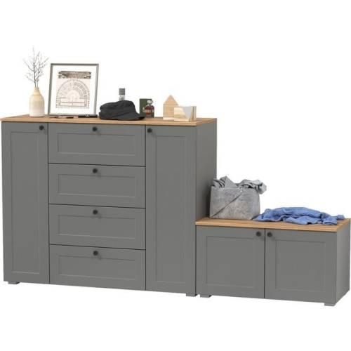 Прихожая Остин №13 Графит/дуб золотой