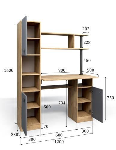 Стол компьютерный СК-7 дуб крафт/графит