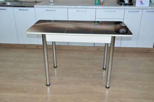 Стол обеденный раздвижной Нью йорк фотопечать / бетон белый Каприз/опора Хром