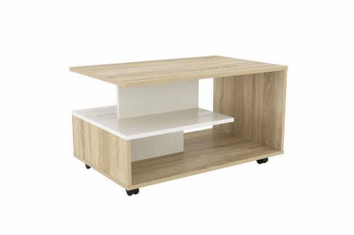 НМ 011.41 Стол журнальный Бора-Бора Белый текстурный/Дуб Сонома