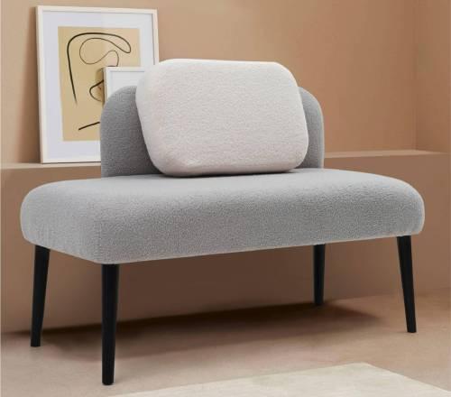 БСС (Банкетка со смещенной спинкой), Букле серый/Молочный