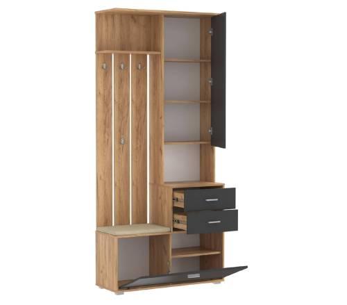 Шкаф для прихожей 65.08 Антре, дуб золотой/диамант серый/велюр крем