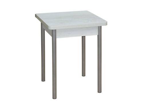 Стол обеденный ЭКО 60*60 / Бетон пайн белый /Опора № 2-круглая серебристый металлик