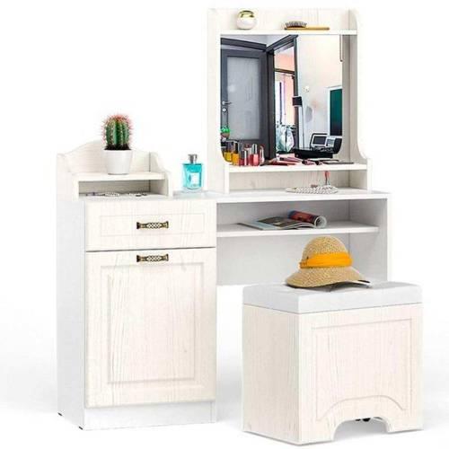 Стол туалетный с пуфом Ливерпуль / Белый/Ясень ваниль