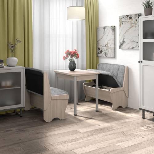 Кухонный набор Лотос ( Лотос 950 2 шт. + стол Ирис / черные опоры)  Ясень / Велюр Графит