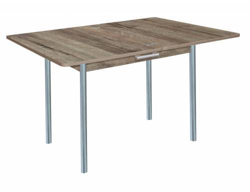 Стол обеденный СИМПЛ с ящиком  / Дуб веллингтон / Опора № 2-круглая серебристый металлик