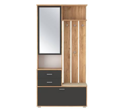 Шкаф для прихожей 65.08 Антре, дуб золотой/диамант серый/велюр крем