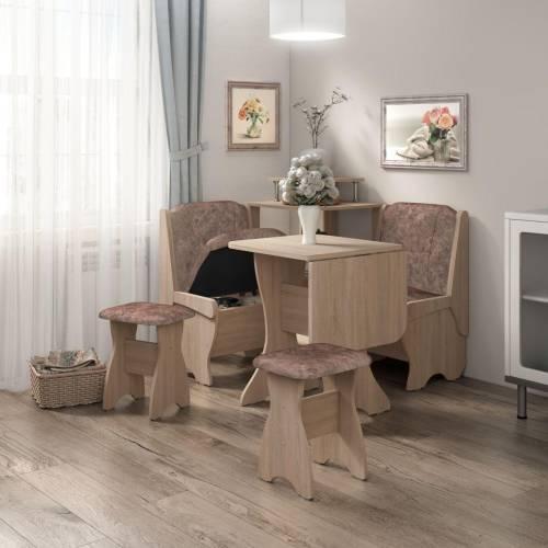 Скамья Лотос 550 / Дуб Сонома / Велюр Коньяк