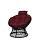 Кресло ПАПАСАН мини с ротангом чёрное, бордовая подушка