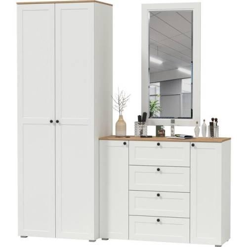 Прихожая Остин №32 Белый шагрень/дуб золотой