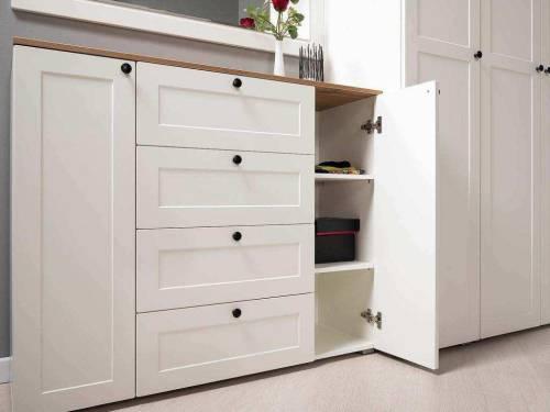 Остин Комод 16.221 Белый шагрень/Дуб Вотан