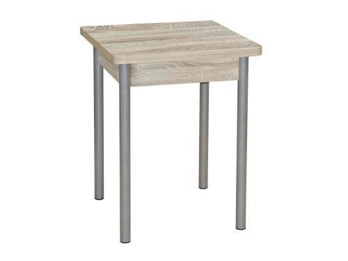 Стол обеденный ЭКО 60*60 / Дуб сонома/Опора № 2- круглая серебристый металлик