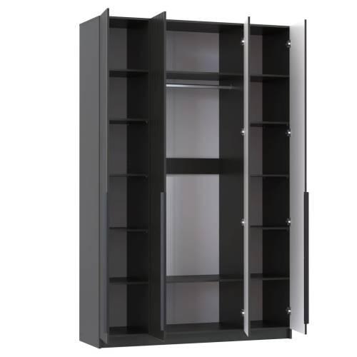 Шкаф для одежды 67.09 "Брандо" (4-х дв.) (диамант серый/фасад МДФ с ПВХ графит)