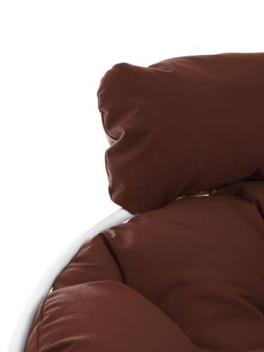 Кресло ПАПАСАН мини без ротанга белое, коричневая подушка