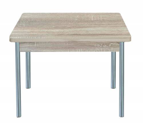 Стол обеденный раскладной СИМПЛ  / Дуб сонома/Опора № 2- круглая серебристый металлик