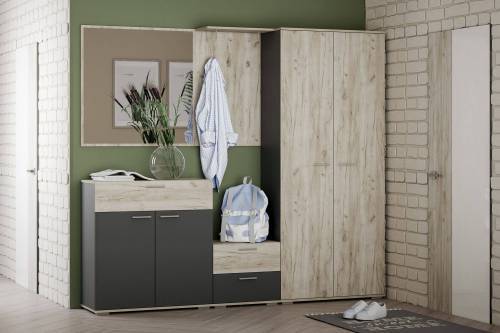 Прихожая Санти-1 Антрацит/Дуб крафт серый