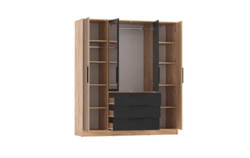 Шкаф Вегас 83.07+Антресоль 83.10 (ЛДСП Дуб золотой / ЛДСП Черный)