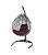 Подвесное кресло КАПЛЯ ЛЮКС Черная стойка, двуцветное с ротангом, чёрное/белое, бордовая подушка