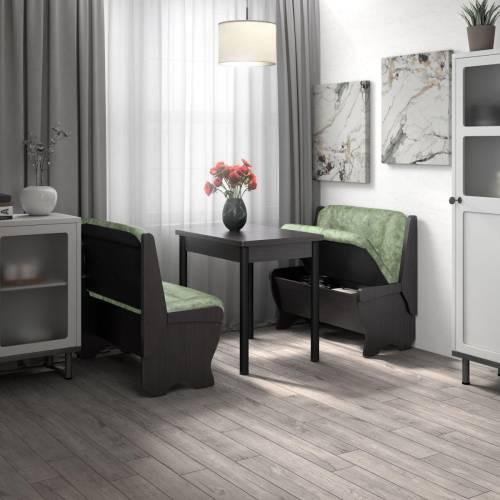 Кухонный набор Лотос ( Лотос 950 2 шт. + стол Ирис / черные опоры)  Венге / Велюр Мохито