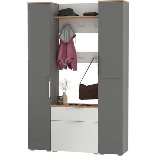 Прихожая Октава 63 Белый шагрень/Графит /Дуб золотой