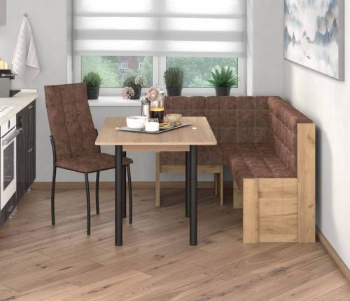 Угловая скамья Квадро дуб крафт золотой/коньяк