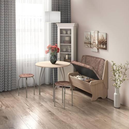 Скамья Лотос 950 / Дуб Сонома / Велюр Коньяк