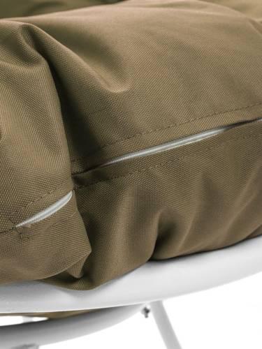 Кресло ПАПАСАН без ротанга белое, бежевая подушка