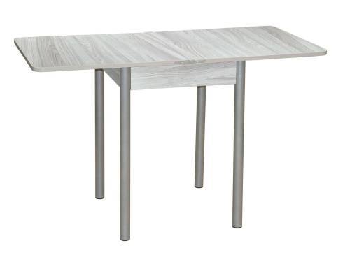 Стол обеденный ЭКО 60*60 / Ясень шимо светлый /Опора № 2-круглая серебристый металлик