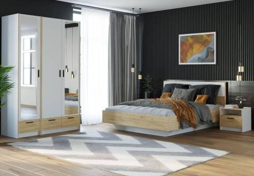 Спальня Оттавия 4 / Белый / Дуб Крафт Золотой