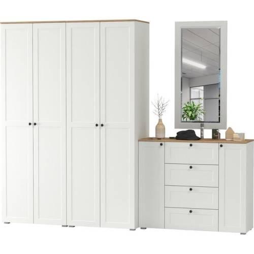 Прихожая Остин №43 Белый шагрень/дуб золотой